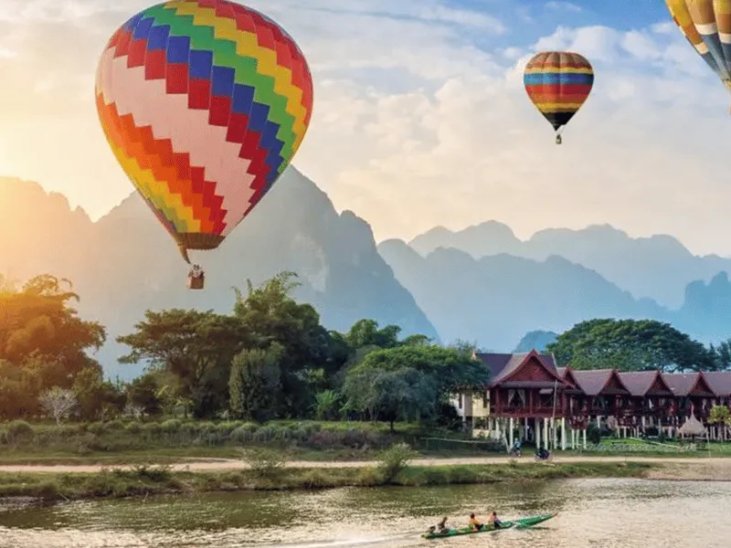 Vang Vieng Longtail Boat & Hot Air Balloon — hot air balloon ride in Vang Vieng